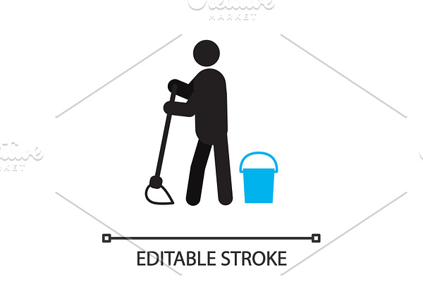 Person mopping floor silhouette icon