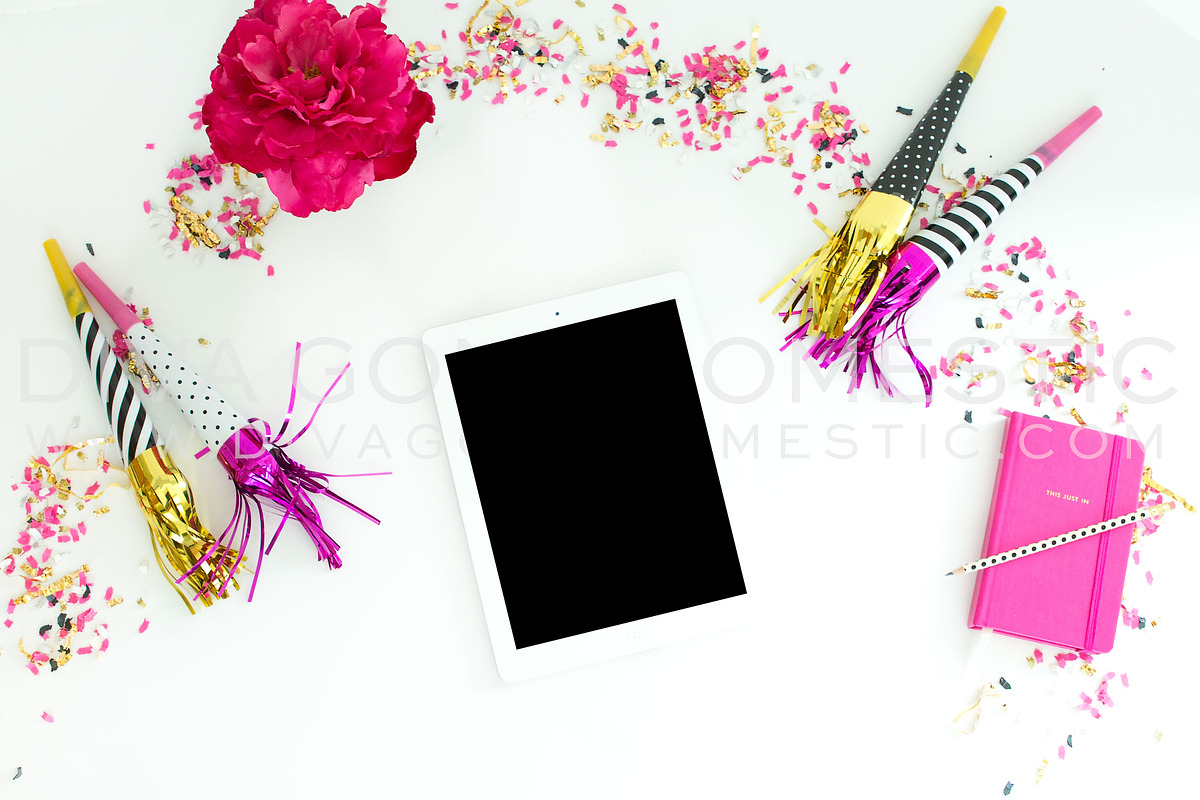 Styled Stock Photo - Girly iPad Desk in Mobile & Web Mockups - product preview 8