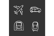 Public transport chalk icons set