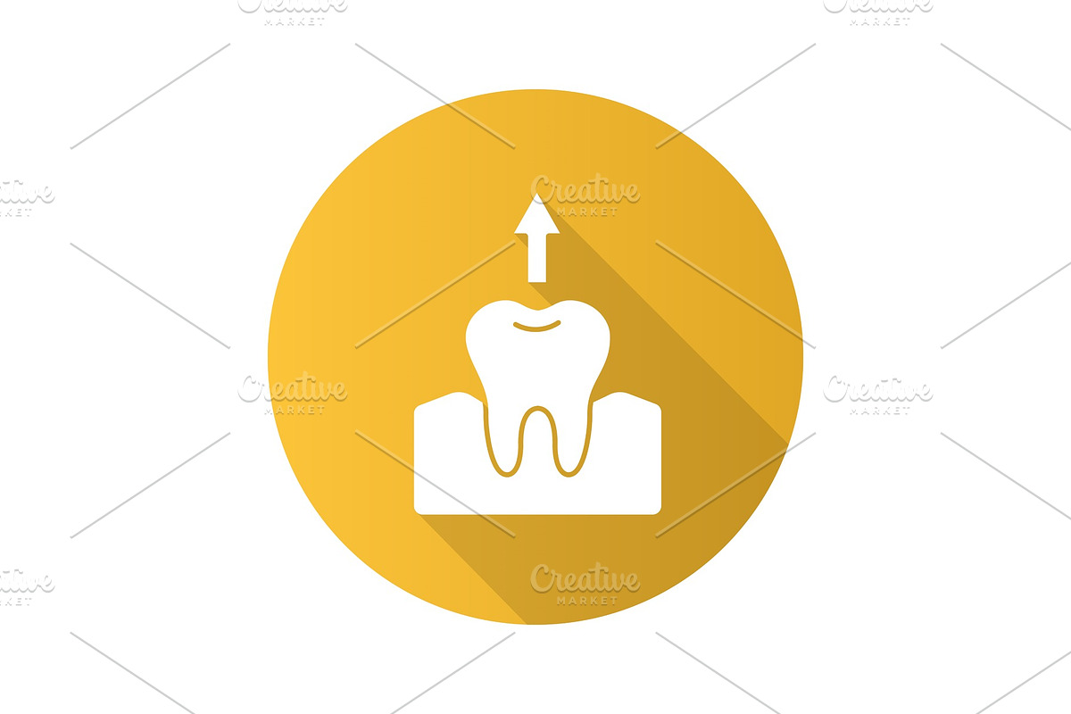 Dental extraction flat design long shadow glyph icon in Graphics - product preview 8