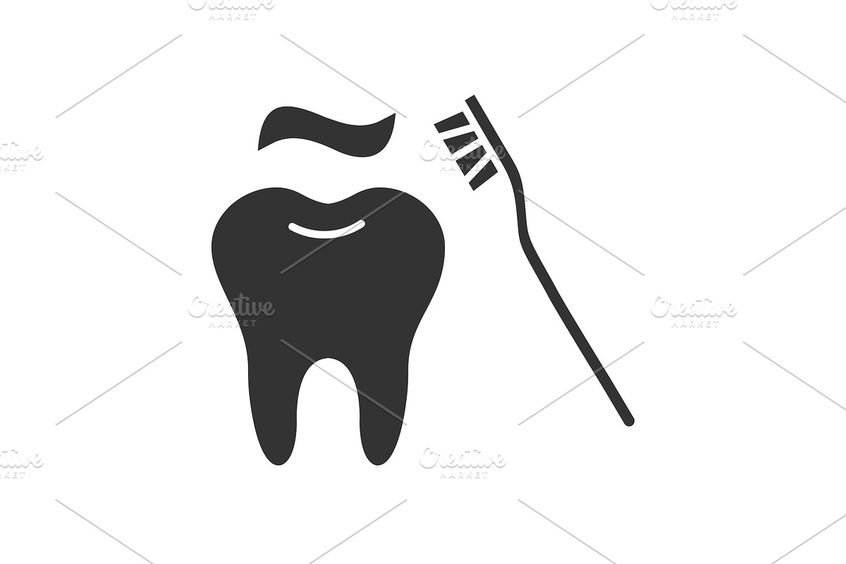 Correct teeth brushing glyph icon in Graphics - product preview 8