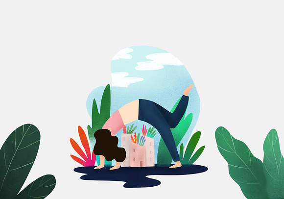 Yoga And Nature Illustration Set in Illustrations - product preview 3