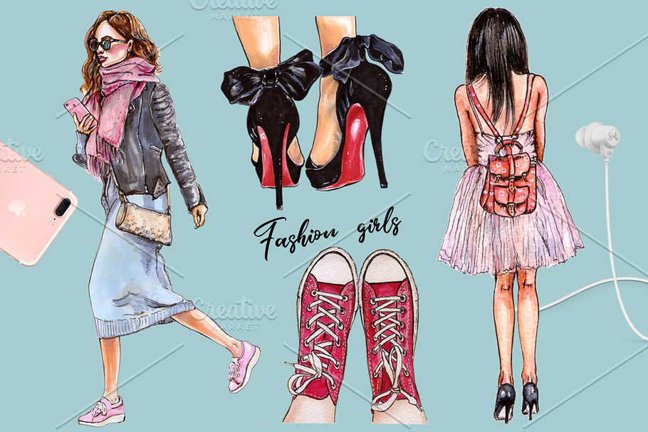 ClipArt fashion girls. Fashion Shoes