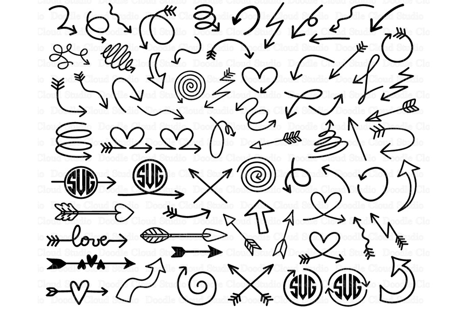 68 Arrows SVG doodles Bundle