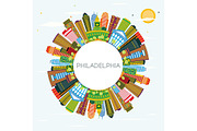 Philadelphia Skyline with Color 