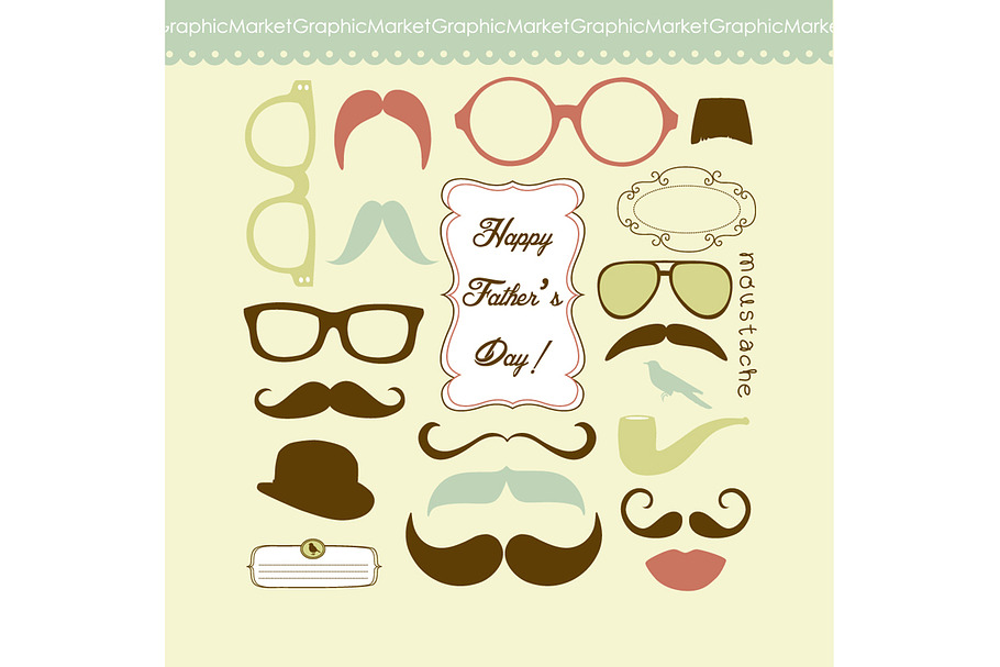 Father's Day Mustache Card in Illustrations - product preview 8