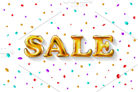 Gold sale balloons background  in Graphics - product preview 1