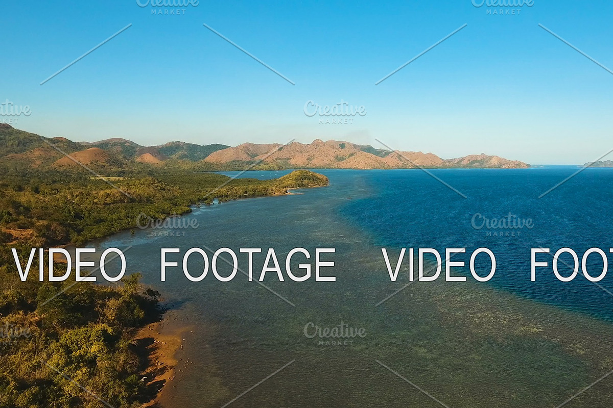 Aerial view tropical lagoon,sea, beach. Tropical island. Busuanga, Palawan, Philippines. in Graphics - product preview 8
