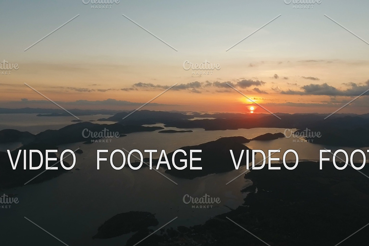 Beautiful sunset over sea, aerial view. Busuanga island Philippines. in Graphics - product preview 8