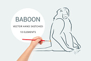Baboon Hand Sketched Vector