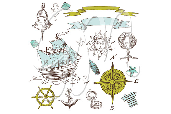 Nautical clip art  treasure map in Illustrations - product preview 1