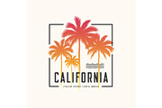 California Ocean Avenue tee print with palm trees, t shirt desig
