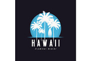 Hawaii Lanikai beach tee print with palm trees, t shirt design, 