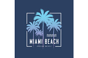 Miami beach Ocean Drive tee print with palm trees, t shirt desig