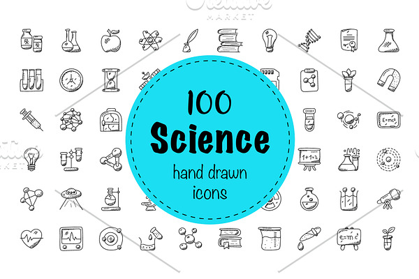 100 Science and Fiction Doodle Icons