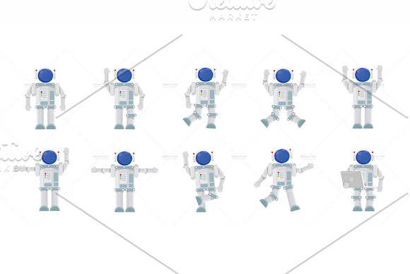 Space Man Character V.1 Clip Art Set in Illustrations - product preview 3