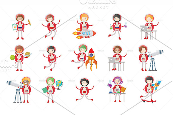 Space Man Character V.1 Clip Art Set in Illustrations - product preview 5