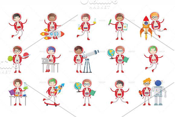 Space Man Character V.1 Clip Art Set in Illustrations - product preview 6