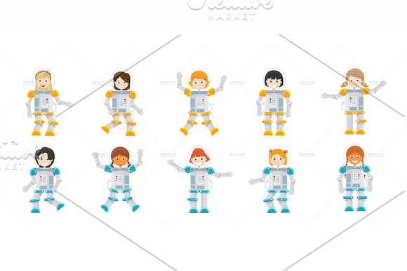 Space Man Character V.1 Clip Art Set in Illustrations - product preview 9