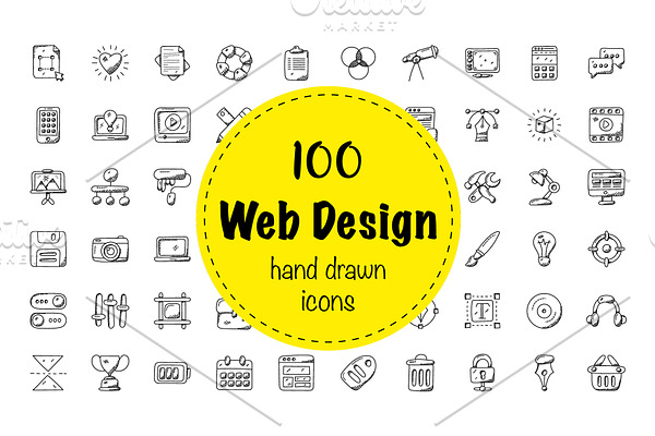 100 Web Design Doodle Icons