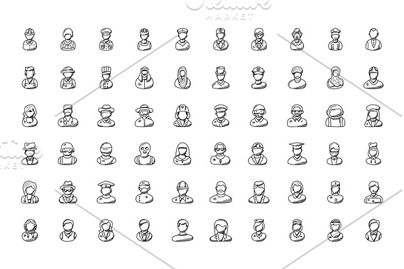 100 Professions Doodle Icons in Graphics - product preview 1