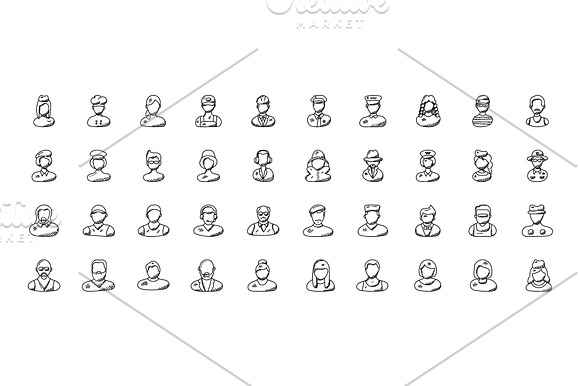 100 Professions Doodle Icons in Graphics - product preview 2