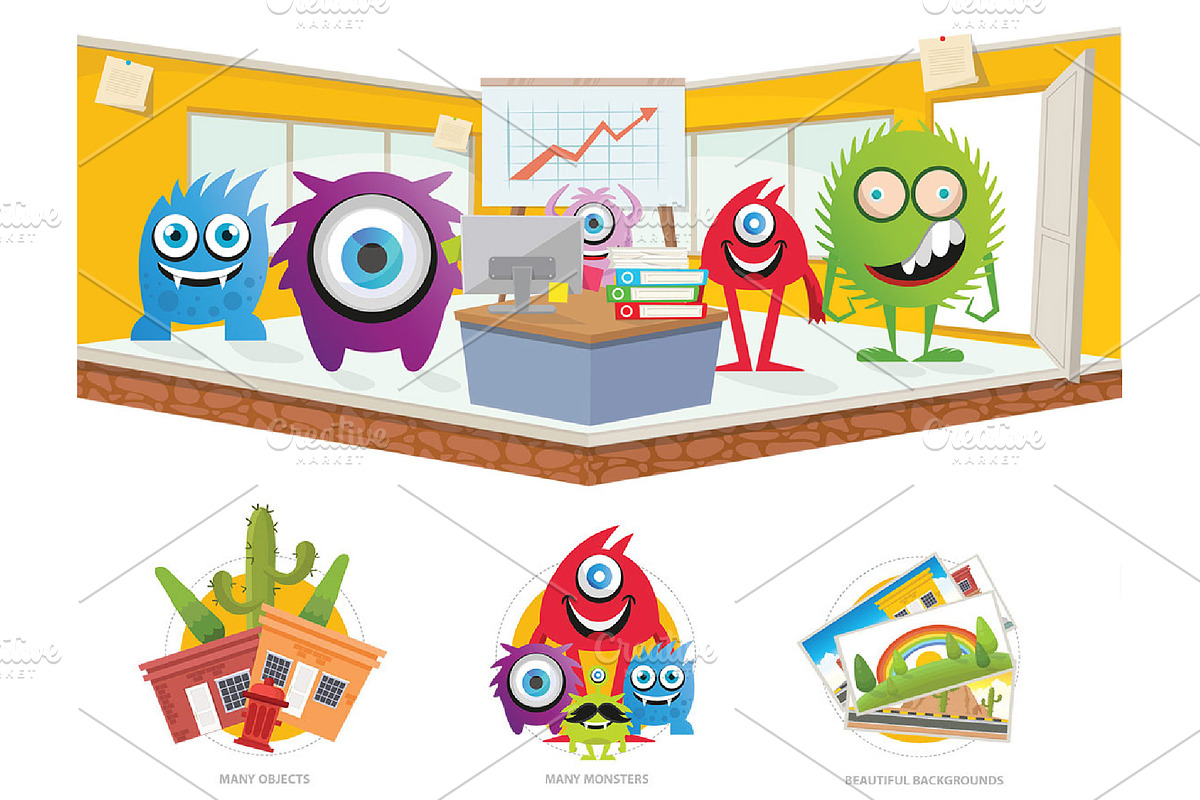 Monster Character V.2 Clip Art Set in Illustrations - product preview 8