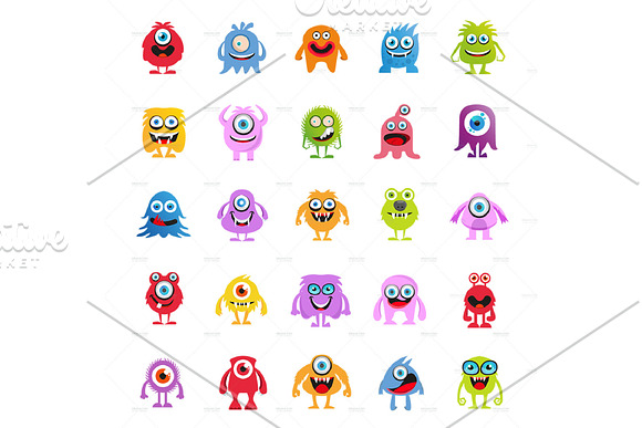 Monster Character V.2 Clip Art Set in Illustrations - product preview 1