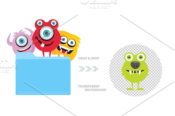 Monster Character V.2 Clip Art Set in Illustrations - product preview 6