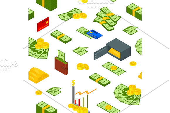 Money Set Isometric View. Vector in Illustrations - product preview 3
