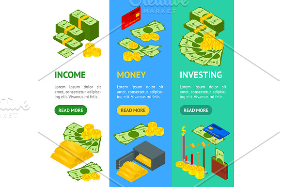 Money Set Isometric View. Vector in Illustrations - product preview 4
