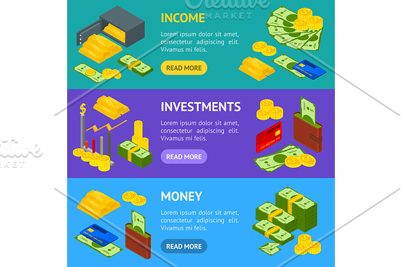 Money Set Isometric View. Vector in Illustrations - product preview 5
