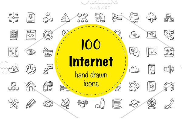 100 Internet Doodle Icons 