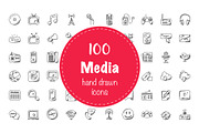 100 Media Doodle Icons
