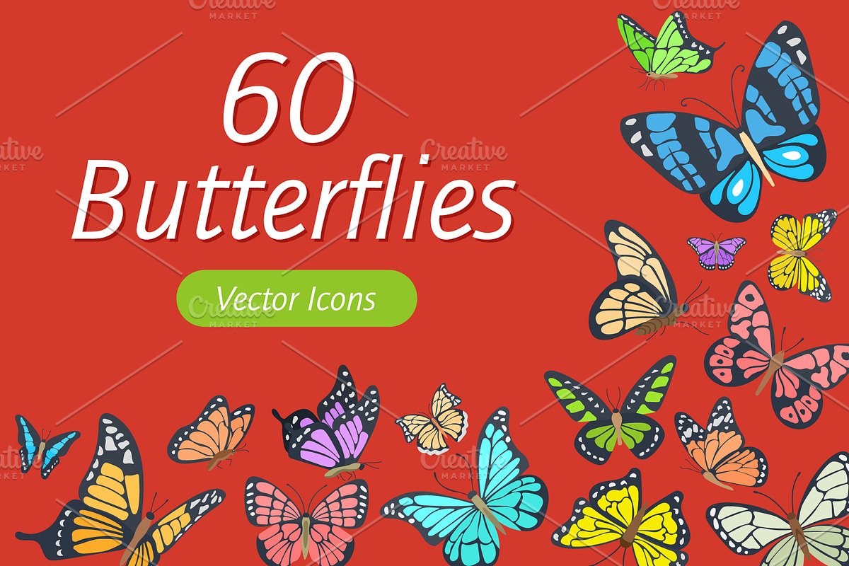 Butterflies Vector Icons in Graphics - product preview 8