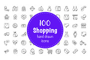 100 Shopping Doodle Icons