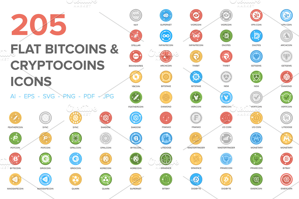 205 Bitcoin and Cryptocurrency Icons in Graphics - product preview 8