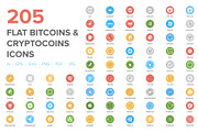205 Bitcoin and Cryptocurrency Icons