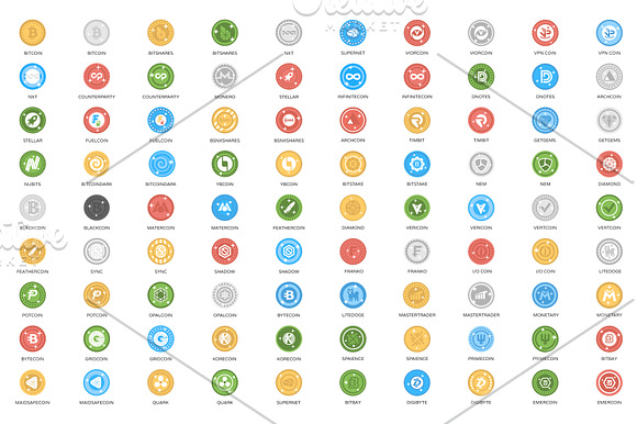 205 Bitcoin and Cryptocurrency Icons in Graphics - product preview 1