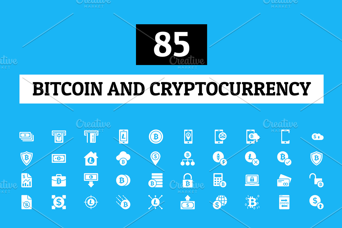 Bitcoins and Cryptocurrency Icons in Graphics - product preview 8