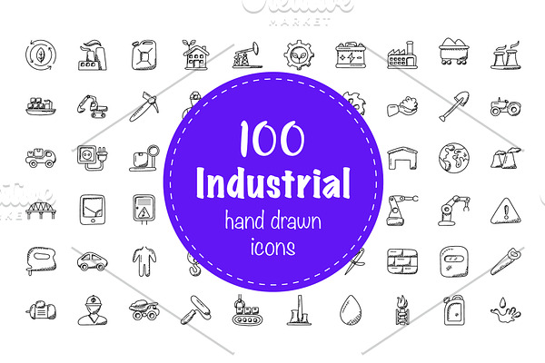 100 Industrial Doodle Icons