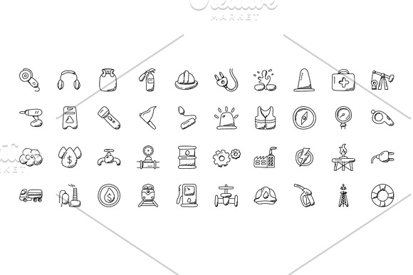 100 Industrial Doodle Icons in Icons - product preview 2