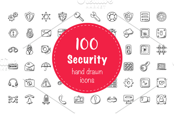 100 Security Doodle Icons