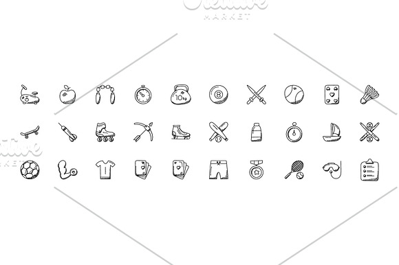 100 Sports Doodle Icons in Graphics - product preview 2
