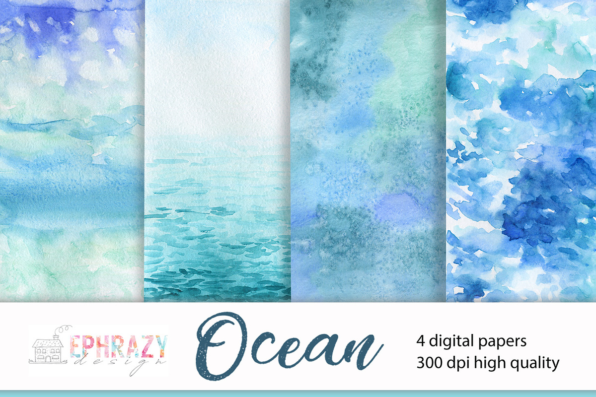 Ocean digital paper. Sea background in Illustrations - product preview 8