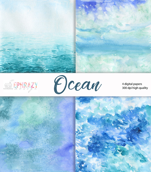Ocean digital paper. Sea background in Illustrations - product preview 1