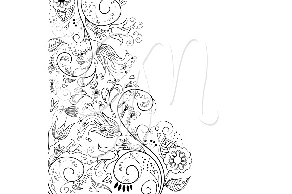 8 Flower Designs floral border in Illustrations - product preview 4