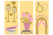 Wedding event manager agency brochure vintage template banner vector illustration.