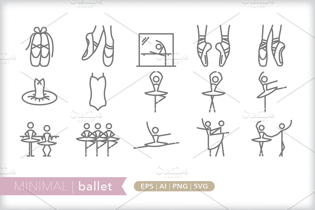 Minimal ballet icons in Graphics - product preview 8
