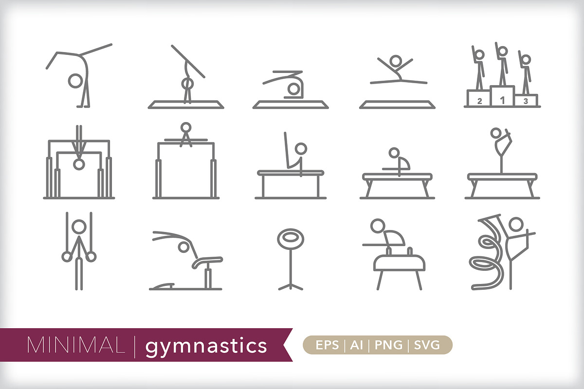 Minimal gymnastics icons in Graphics - product preview 8